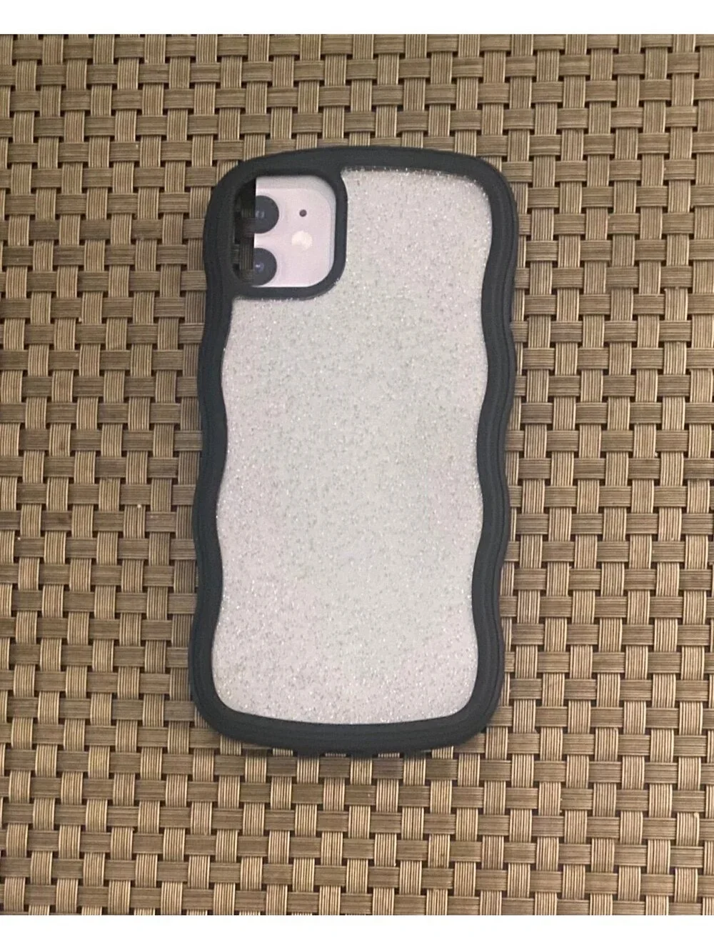 Onn Wavy Grip Case for iPhone 11/ iPhone 11 XR Black/ Gold Glitter